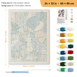 Snow Day Pals punch needle kit, 24 × 32 in (60 × 80 cm): canvas size and kit contents