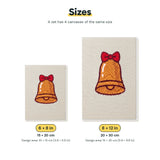 Size chart for the two mini canvas sizes: 6 x 8 in and 8 x 12 in