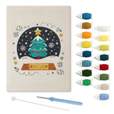 Snow Globe Tree punch needle kit: finished canvas with threads, punch needle and threader