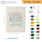 Snow Globe Tree punch needle kit, 16 × 20 in (40 × 50 cm): canvas size and kit contents