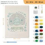 Snow Globe Tree punch needle kit, 24 × 32 in (60 × 80 cm): canvas size and kit contents