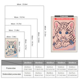 Size chart for punch needle kits from 20 x 30 cm to 60 x 80 cm