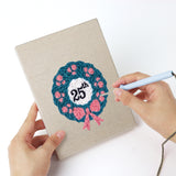 Punching a Snowman and Wreath mini canvas with the punch needle