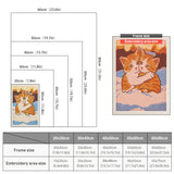 Size chart for punch needle kits from 20 x 30 cm to 60 x 80 cm