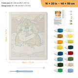 Snowy Ginger Cuddle punch needle kit, 16 × 20 in (40 × 50 cm): canvas size and kit contents