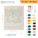 Snowy Ginger Cuddle punch needle kit, 20 × 24 in (50 × 60 cm): canvas size and kit contents
