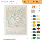 Snowy Ginger Cuddle punch needle kit, 24 × 32 in (60 × 80 cm): canvas size and kit contents