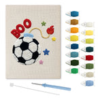 Soccer Ball Fuse punch needle kit: finished canvas with threads, punch needle and threader