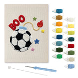 Soccer Ball Fuse punch needle kit: finished canvas with threads, punch needle and threader