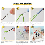 Six steps showing how to thread and use the punch needle