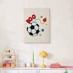 Finished Soccer Ball Fuse punch needle canvas on a wall