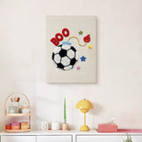 Finished Soccer Ball Fuse punch needle canvas on a wall