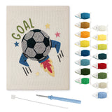 Soccer Ball Rocket punch needle kit: finished canvas with threads, punch needle and threader