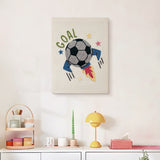 Finished Soccer Ball Rocket punch needle canvas on a wall
