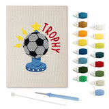 Soccer Ball Trophy punch needle kit: finished canvas with threads, punch needle and threader