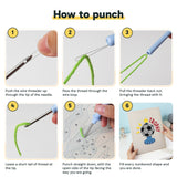 Six steps showing how to thread and use the punch needle