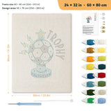 Soccer Ball Trophy punch needle kit, 24 × 32 in (60 × 80 cm): canvas size and kit contents