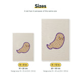 Size chart for the two mini canvas sizes: 6 x 8 in and 8 x 12 in