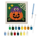 Spider on a Pumpkin punch needle kit: finished canvas with threads, punch needle and threader