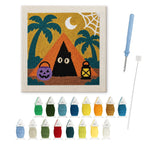 Spooky Beach Tent punch needle kit: finished canvas with threads, punch needle and threader