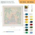 Spooky Beach Tent punch needle kit, 24 × 24 in (60 × 60 cm): canvas size and kit contents