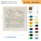 Spooky Pumpkin Grin punch needle kit, 24 × 24 in (60 × 60 cm): canvas size and kit contents