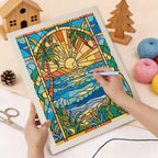 Punching the Stained Glass Shore design with the punch needle