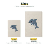 Size chart for the two mini canvas sizes: 6 x 8 in and 8 x 12 in