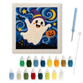 Starry Ghost Flight punch needle kit: finished canvas with threads, punch needle and threader