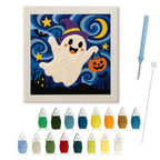 Starry Ghost Flight punch needle kit: finished canvas with threads, punch needle and threader