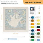 Starry Ghost Flight punch needle kit, 24 × 24 in (60 × 60 cm): canvas size and kit contents