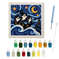 Starry Ghost Ship punch needle kit: finished canvas with threads, punch needle and threader