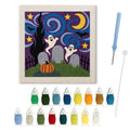 Starry Graveyard Ghosts punch needle kit: finished canvas with threads, punch needle and threader