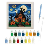 Starry Haunted House punch needle kit: finished canvas with threads, punch needle and threader