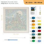 Starry Haunted House punch needle kit, 24 × 24 in (60 × 60 cm): canvas size and kit contents