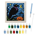 Starry Night Crow punch needle kit: finished canvas with threads, punch needle and threader