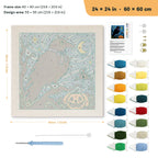 Starry Night Crow punch needle kit, 24 × 24 in (60 × 60 cm): canvas size and kit contents