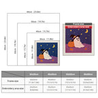 Size chart for square punch needle kits from 30 x 30 cm to 60 x 60 cm