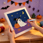 Punching the Starry Night Ghost design with the punch needle