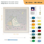 Starry Night Ghost punch needle kit, 24 × 24 in (60 × 60 cm): canvas size and kit contents