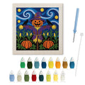Starry Pumpkin Patch Scarecrow punch needle kit: finished canvas with threads, punch needle and threader