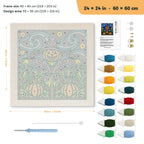 Starry Pumpkin Patch Scarecrow punch needle kit, 24 × 24 in (60 × 60 cm): canvas size and kit contents