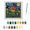 Starry Scarecrow punch needle kit: finished canvas with threads, punch needle and threader