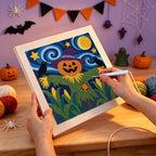 Punching the Starry Scarecrow design with the punch needle