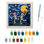 Starry Skeleton Dance punch needle kit: finished canvas with threads, punch needle and threader