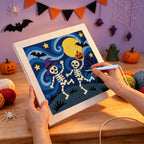 Punching the Starry Skeleton Dance design with the punch needle