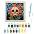 Starry Skull Flower punch needle kit: finished canvas with threads, punch needle and threader