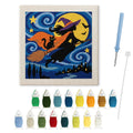 Starry Witch and Cat punch needle kit: finished canvas with threads, punch needle and threader