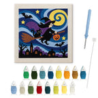 Starry Witch Flight punch needle kit: finished canvas with threads, punch needle and threader