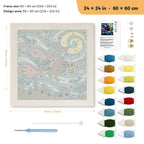 Starry Witch Flight punch needle kit, 24 × 24 in (60 × 60 cm): canvas size and kit contents